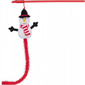 Vianočná hračka Mačka Snehuliak na tyči 31cm TR
