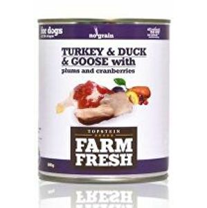 Farm Fresh Dog Turkey&Duck&Goose+Plums konzerva 800g