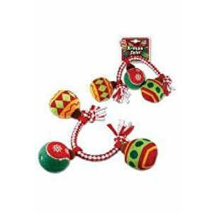 Vianočná hračka pre psa GiGwi Lano s loptičkami 32cm